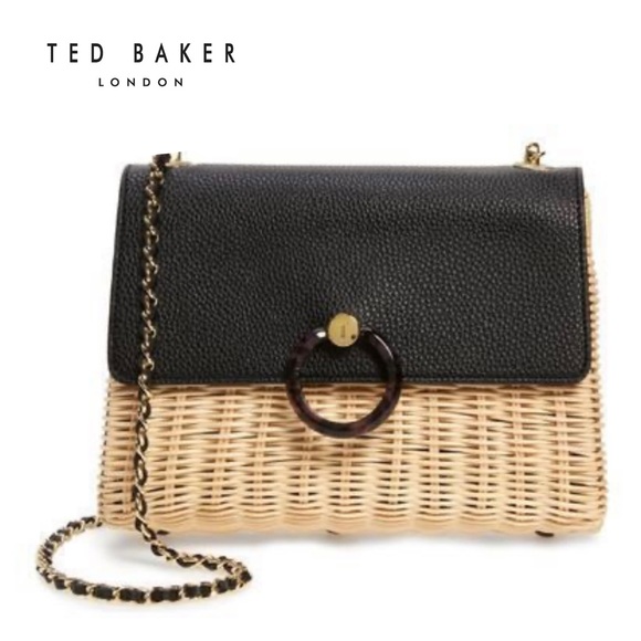 Ted Baker London Bags Ted Baker London Black Leather Woven Rattan